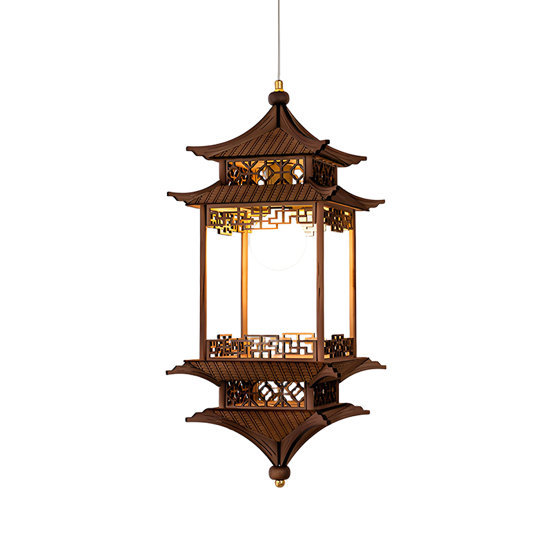 实木中古吊灯